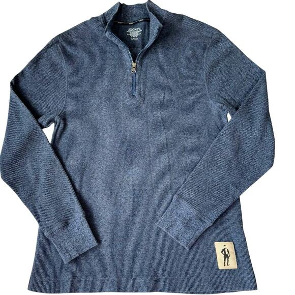 JOCKEY Long Sleeves 1/4 Zip Pullover Thermal Knit Sweatshirt Size XL Slate Blue - Picture 1 of 12